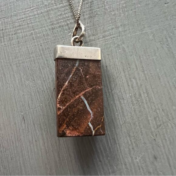 925 Sterling Silver & Stone Pendant Necklace - Picture 5 of 8